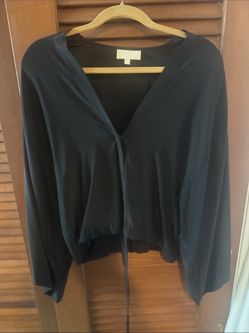 Alexis Black Tie-Front Draped Blouse